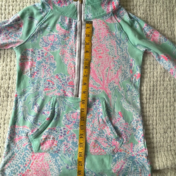 Lilly Pulitzer zip up pullover with front pocket. Mint green/vibrant pinks. XXS - Picture 10 of 16